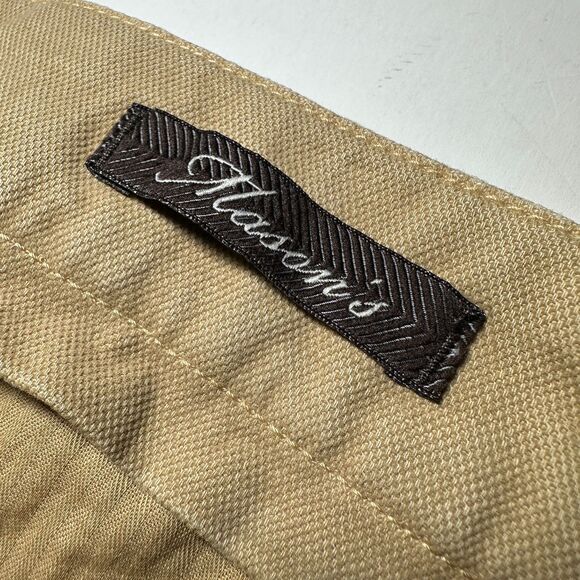 Mason's Luxury Tan Slim Fit Chinos EU Sz 48 32x29 Cotton Stretch Houndstooth - Picture 4 of 16